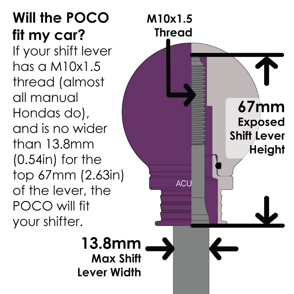 ACUITY POCO Low-Profile Shift Knob in Satin Purple Finish (M10X1.5)
