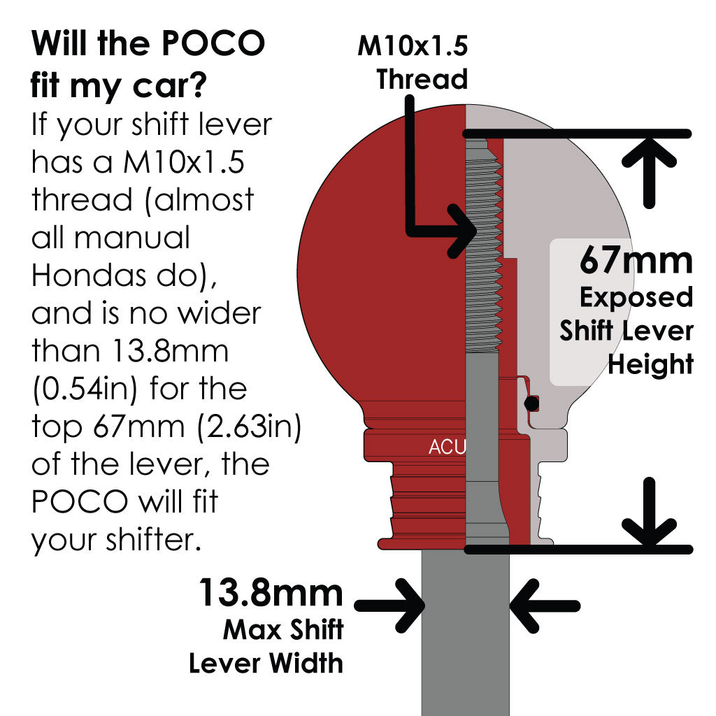 ACUITY POCO Low-Profile Shift Knob in Satin Red Finish (M10X1.5)
