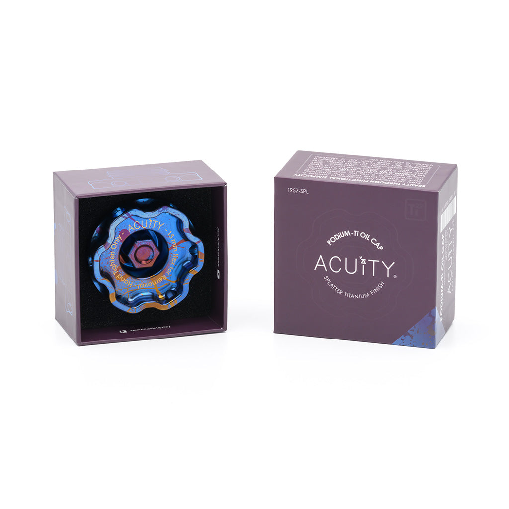 ACUITY Podium-Ti Oil Cap in Splatter Titanium Finish for Hondas/Acuras