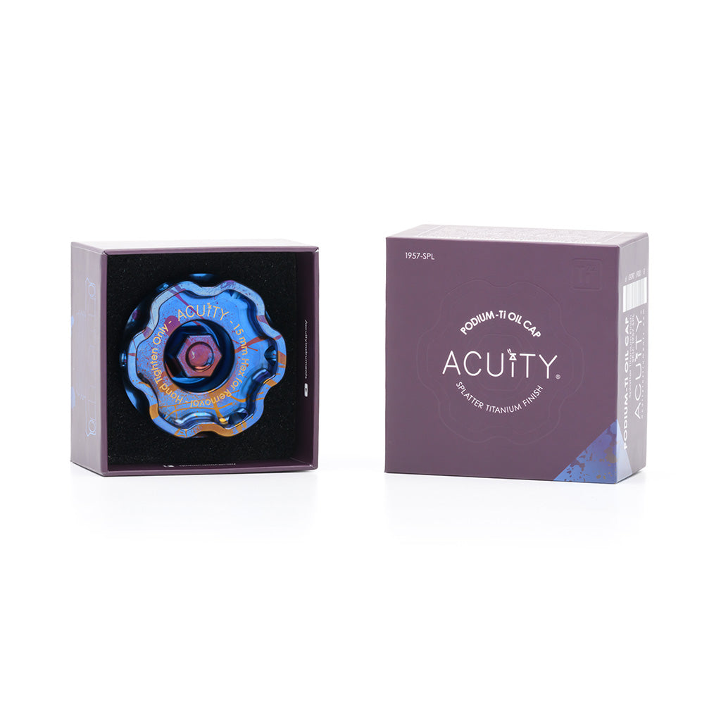 ACUITY Podium-Ti Oil Cap in Splatter Titanium Finish for Hondas/Acuras