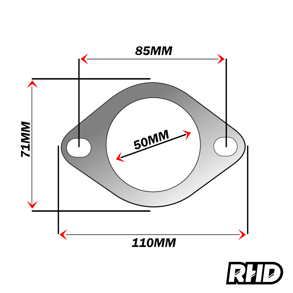 UNIVERSAL 2" INCH (50MM) 2 BOLT HOLE REINFORCED EXHAUST GASKET FLANGE SEAL