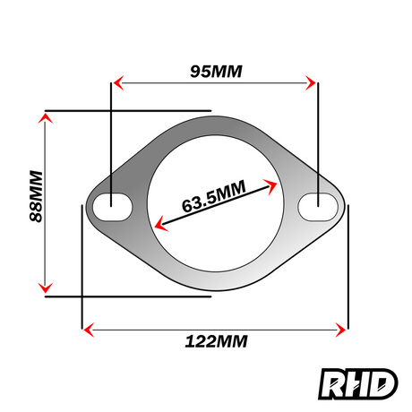 UNIVERSAL 2.5" INCH (63.5MM) 2 BOLT HOLE REINFORCED EXHAUST GASKET FLANGE SEAL