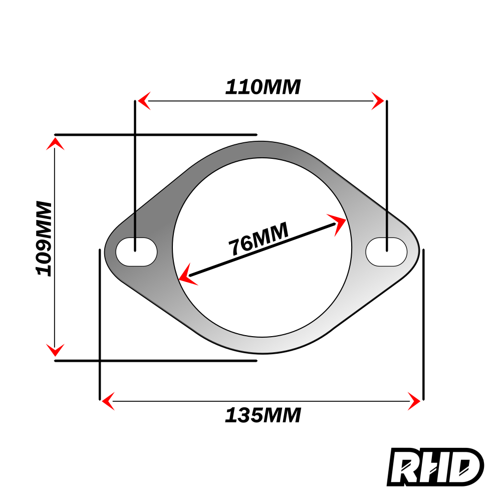 UNIVERSAL 3" INCH (76MM) 2 BOLT HOLE REINFORCED EXHAUST GASKET FLANGE SEAL