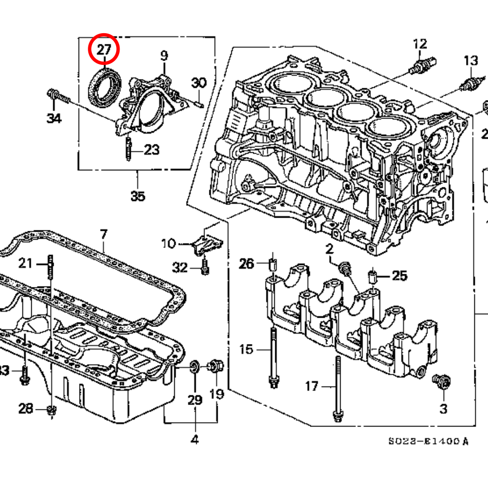GENUINE FOR HONDA REAR MAIN CRANK OIL SEAL - H/D/B-SERIES B16 B18 H22 D16 VTEC
