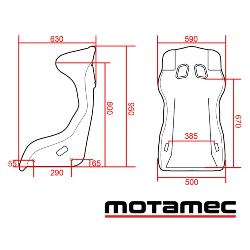 MOTAMEC RACING GP1 FIA APPROVED RACE SEAT GRP SHELL SIDE MOUNT BLACK HANS