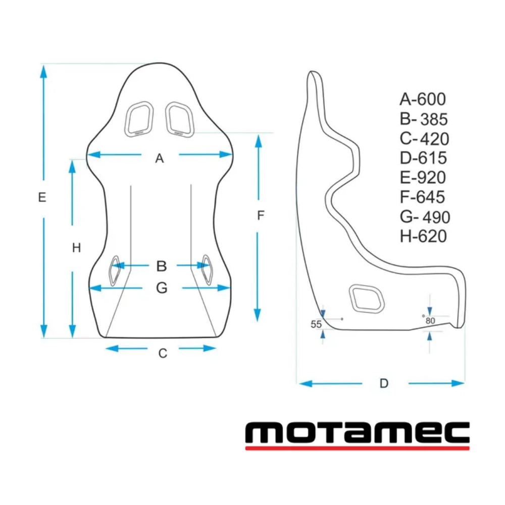 MOTAMEC RACING GP3 FIA APPROVED RACE SEAT GRP SHELL SIDE MOUNT BLACK HANS