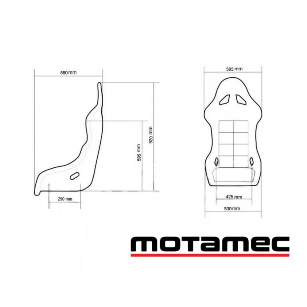 MOTAMEC RACING GT02 RACE SEAT FIBERGLASS SHELL SIDE MOUNT BLACK - NON FIA