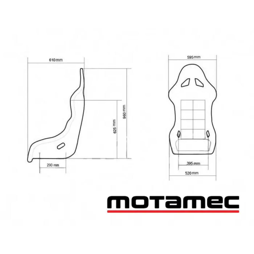MOTAMEC RACING GT03 RACE SEAT FIBERGLASS SHELL SIDE MOUNT BLACK - NON FIA