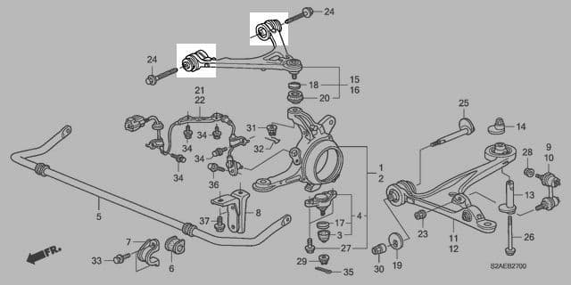 BALLADE SPORTS 00-09 HONDA S2000 FRONT UPPER A ARM SOLID BUSHINGS KIT