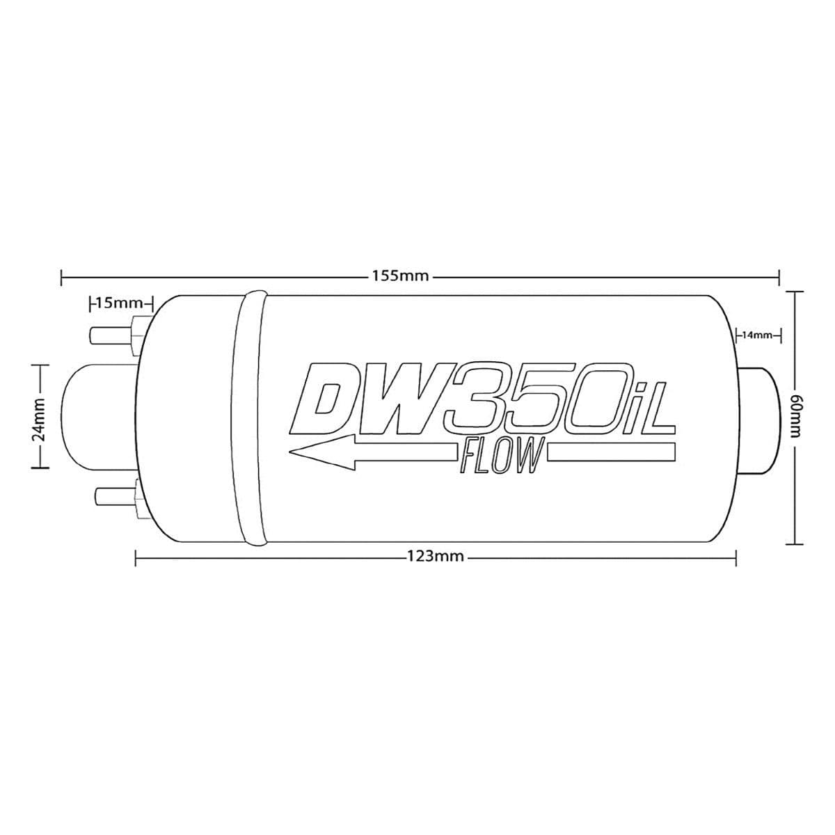 DEATSCHWERKS DW350IL 350LPH IN-LINE EXTERNAL FUEL PUMP (BOSCH 044 ALTERNATIVE)