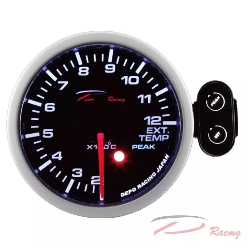 DEPO RACING 52MM LED EXHAUST GAS TEMPERATURE GAUGE WITH WARNING AND PEAK/CONTROL BOX CELCIUS