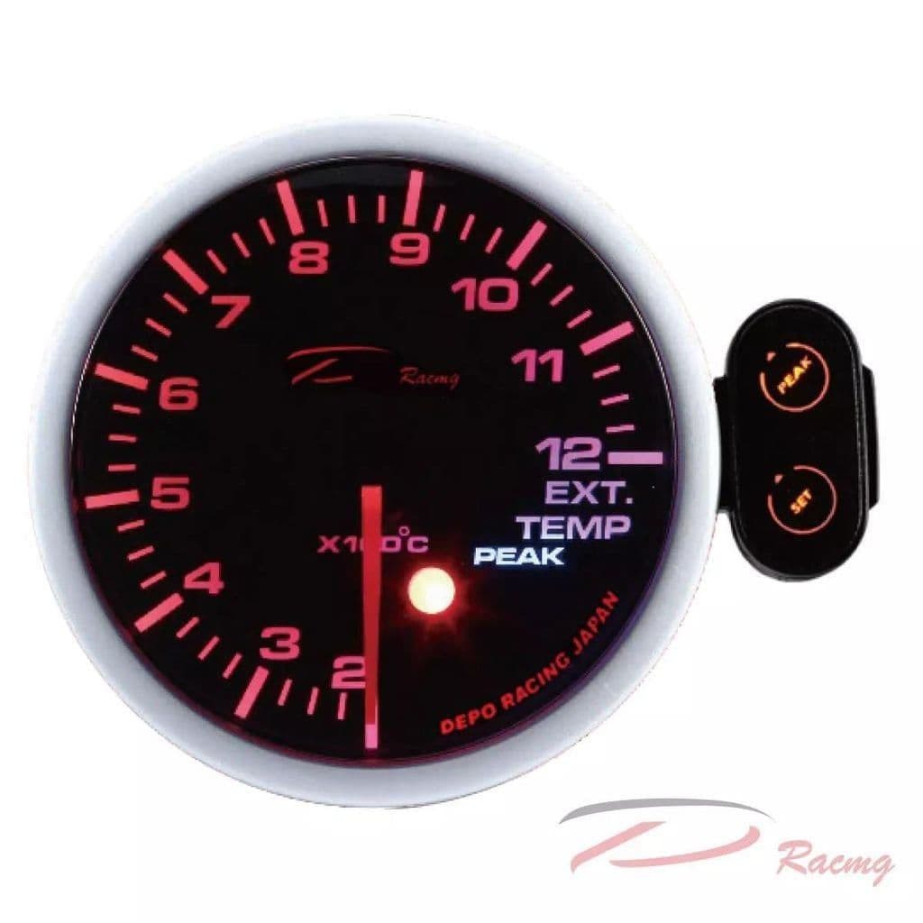 DEPO RACING 52MM LED EXHAUST GAS TEMPERATURE GAUGE WITH WARNING AND PEAK/CONTROL BOX CELCIUS
