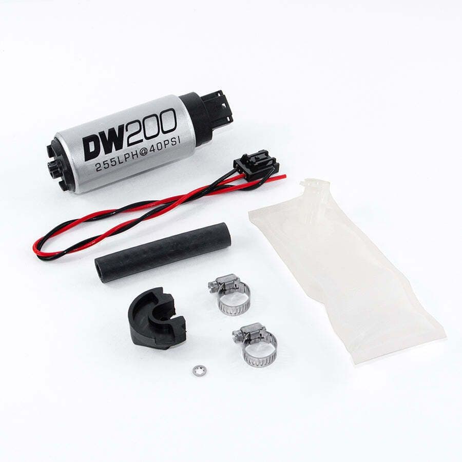 DW200 SERIES, 255LPH IN-TANK FUEL PUMP W/ INSTALL KIT FOR NISSAN 240SX/SILVIA 1994-2002 S14 AND S15