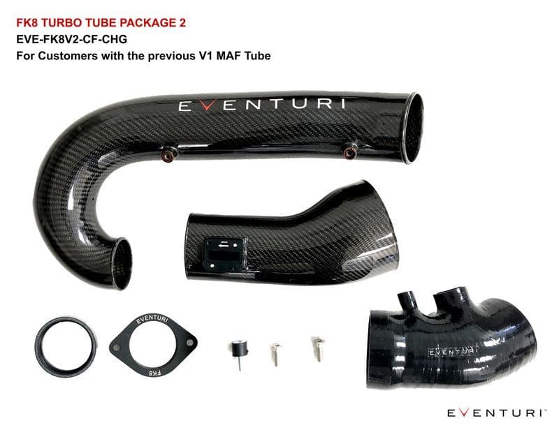 EVENTURI BLACK CARBON CHARGE PIPE HONDA CIVIC TYPE R FK8 17+ FITS V1 MAF TUBE