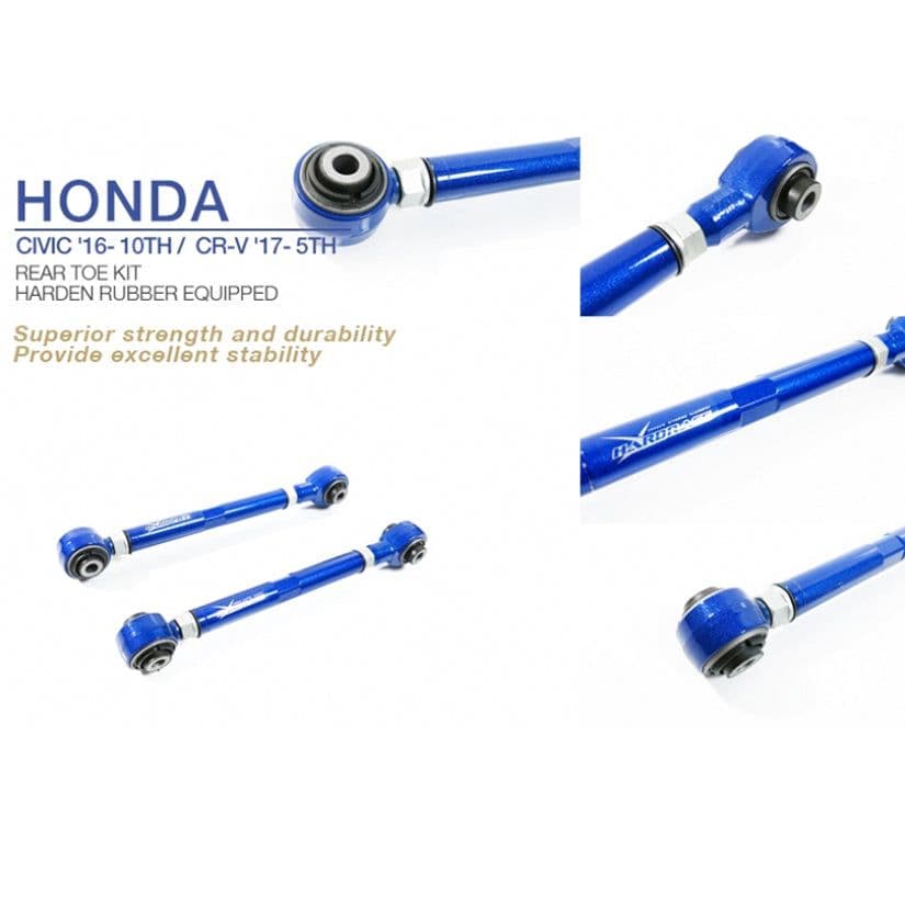 HARDRACE REAR TOE ARMS HARDENED RUBBER BUSHES HONDA CIVIC TYPE R FK8 17-21