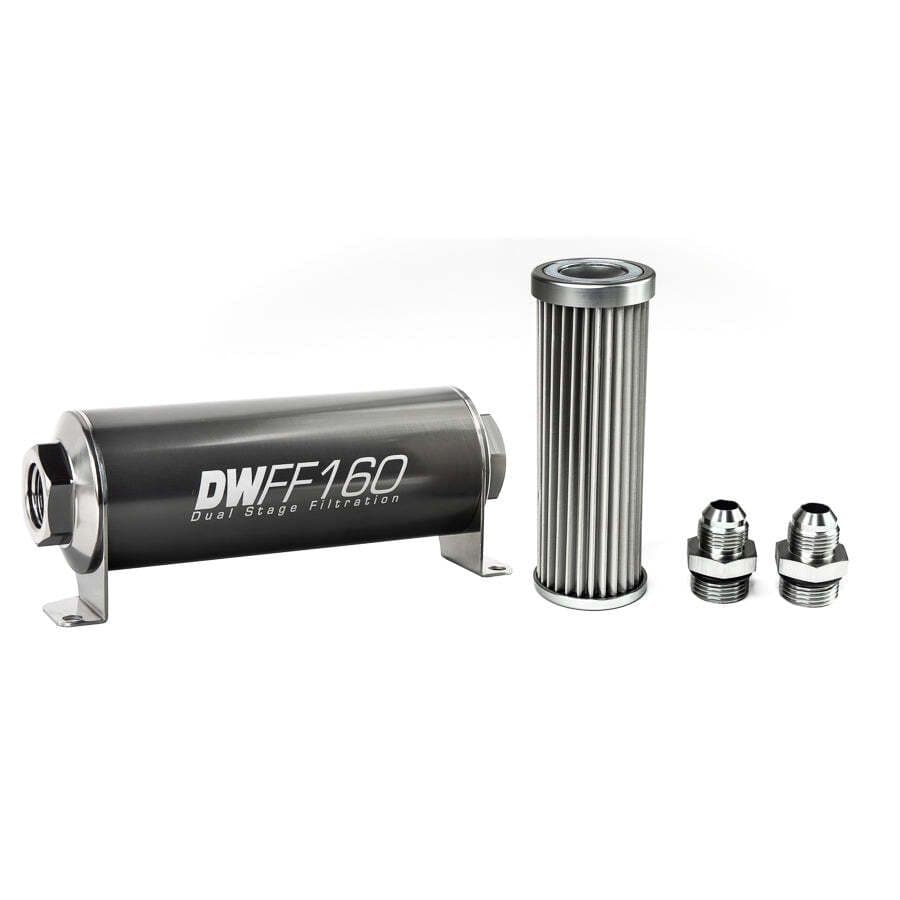 IN-LINE FUEL FILTER ELEMENT AND HOUSING KIT, STAINLESS STEEL 5 MICRON, -8AN, 160MM. UNIVERSAL