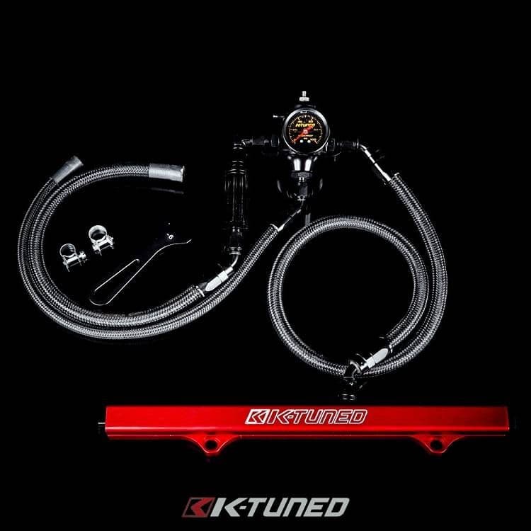 K-TUNED 6AN CENTER FEED FUEL SYSTEM LINES/FILTER/RAIL/FPR/GAUGE