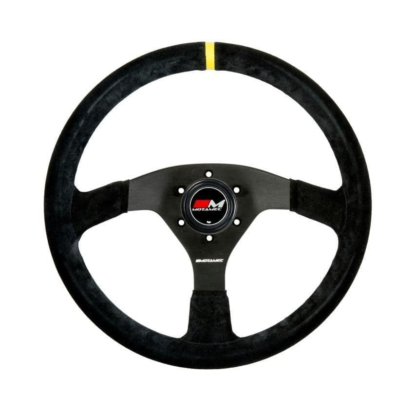 MOTAMEC PRO RACE RALLY STEERING WHEEL FLAT 3 SPOKE 350MM BLACK SUEDE BLACK SPOKE