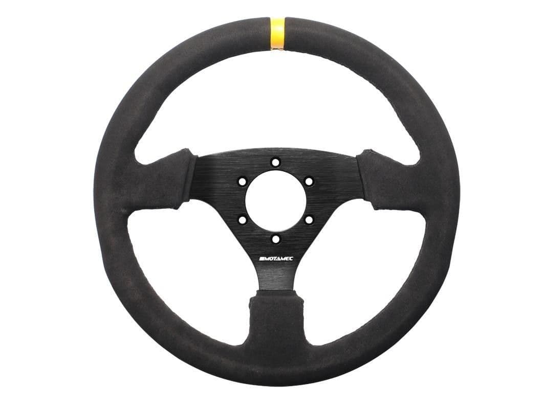 MOTAMEC RACE RALLY STEERING WHEEL FLAT SPOKE 320MM BLACK SUEDE BLACK SPOKE SPOKE