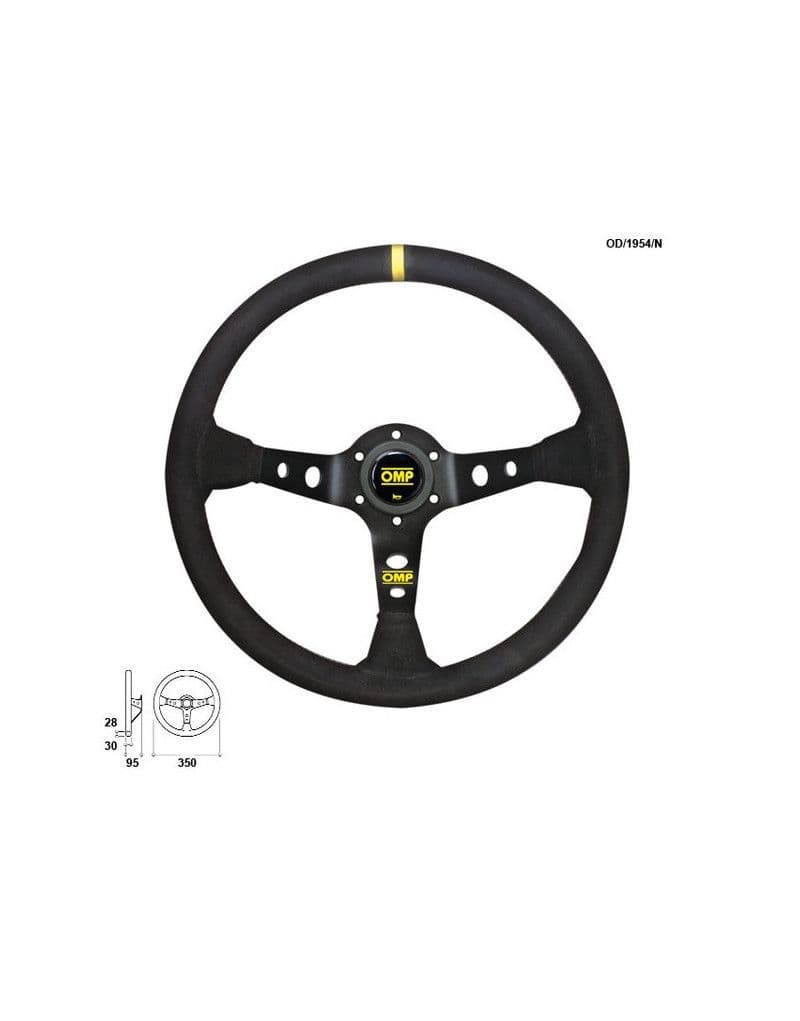 OMP CORSICA LEATHER STEERING WHEEL 350MM BLACK ANODIZED SPOKES