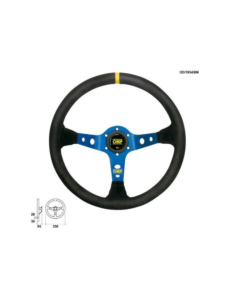 OMP CORSICA LEATHER STEERING WHEEL 350MM BLUE ANODIZED SPOKES