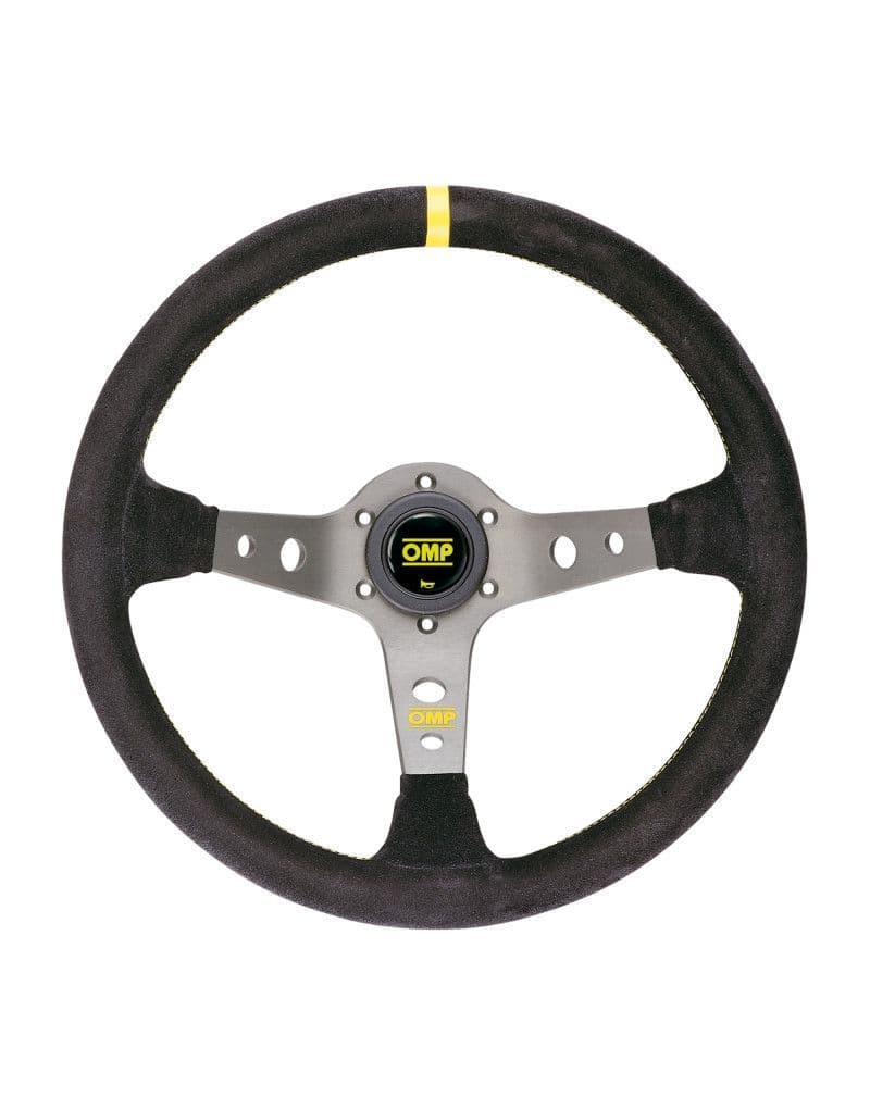 OMP CORSICA LEATHER STEERING WHEEL 350MM TITANIUM ANODIZED SPOKES