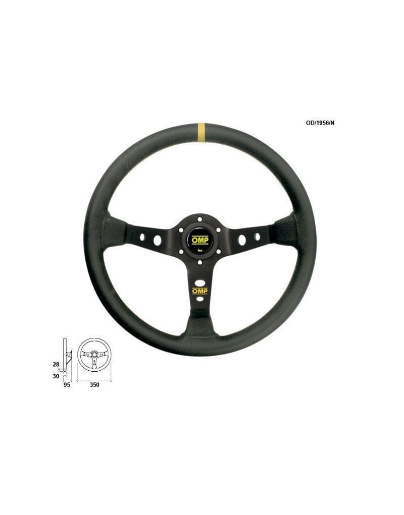 OMP CORSICA STEERING WHEEL SMOOTH LEATHER 350MM BLACK ANODIZED SPOKES