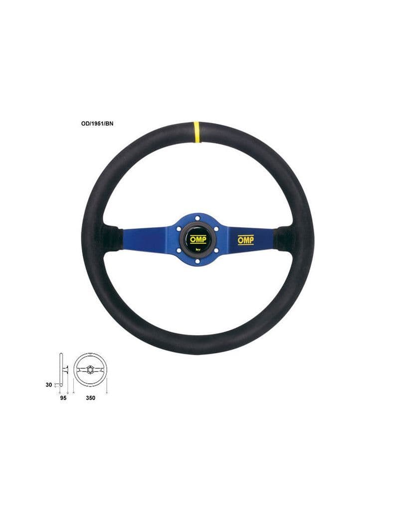 OMP RALLY SUEDE LEATHER STEERING WHEEL 350MM BLUE ANODIZED SPOKES