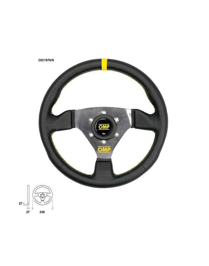 OMP TRECENTO STEERING WHEEL 300MM SMOOTH LEATHER & BLACK SPOKES