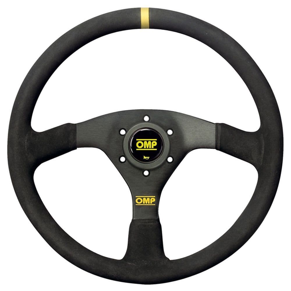 OMP VELOCITA STEERING WHEEL SUEDE LEATHER 350MM BLACK WITH BLACK TRIM
