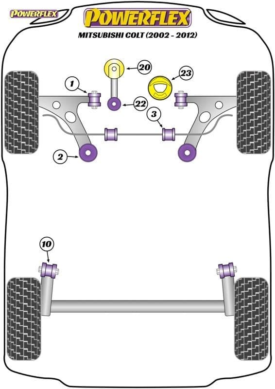 POWERFLEX BLACK FRONT ANTI ROLL BAR BUSH 26MM MITSUBISHI COLT 2002 - 2012
