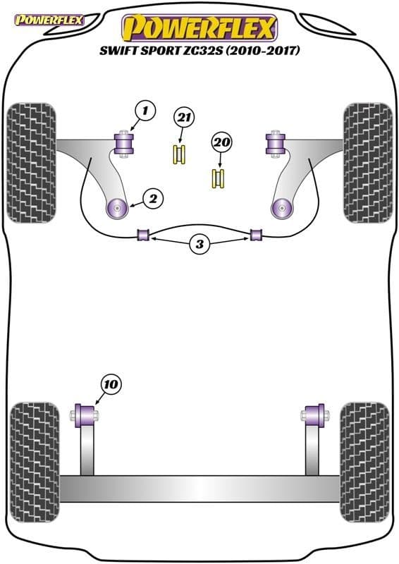 POWERFLEX BLACK FRONT ARM FRONT BUSH SUZUKI SWIFT SPORT MK3 ZC32S 2010 - 2017