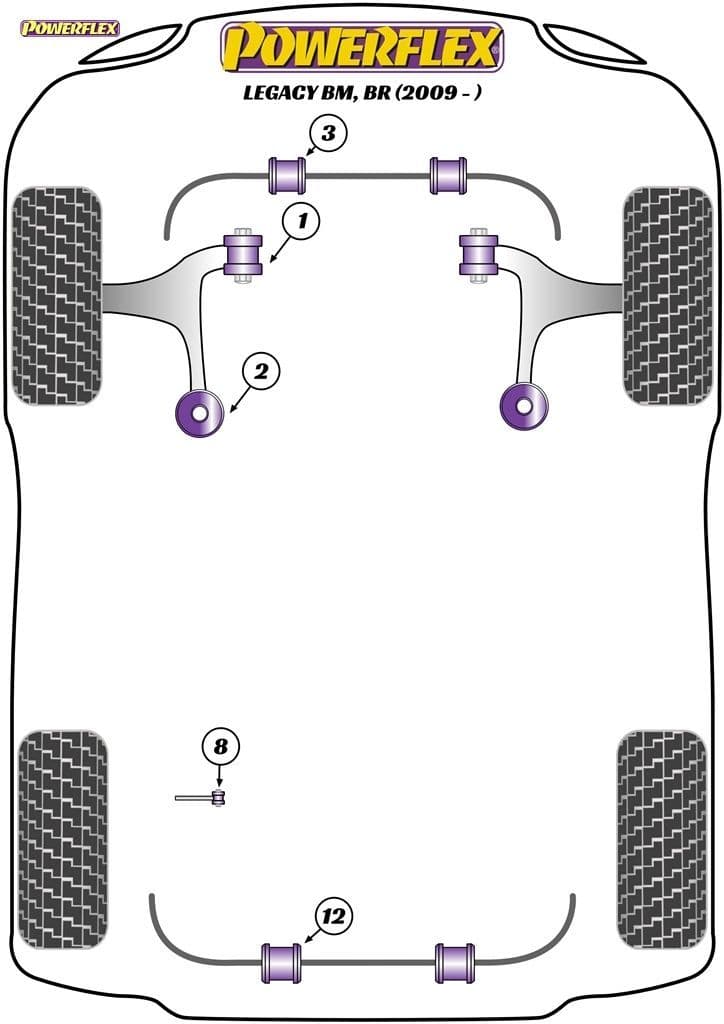 POWERFLEX BLACK FRONT WISHBONE REAR BUSH ANTI-LIFT & CASTER ADJ SUBARU LEGACY LEGACY BM, BR 09-14