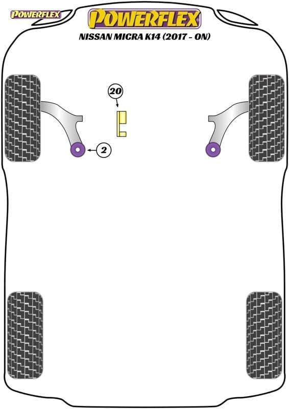 POWERFLEX BLACK FRONT WISHBONE REAR BUSH CASTER OFFSET NISSAN MICRA K14 - GEN5 (2017 - ON)