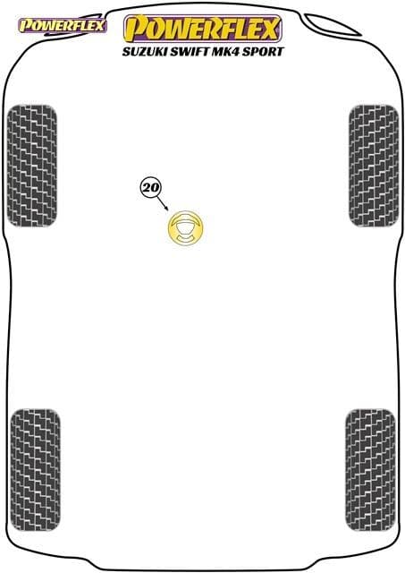 POWERFLEX BLACK LOWER ENGINE MOUNT INSERT SUZUKI SWIFT SPORT MK4 ZC33S 2018-
