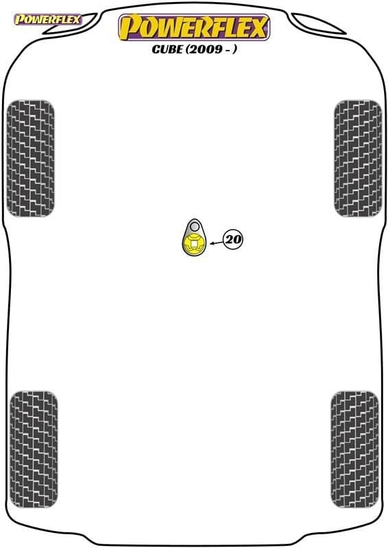 POWERFLEX BLACK LOWER TORQUE MOUNT (TRACK/MSPORT) NISSAN CUBE 2009 ON