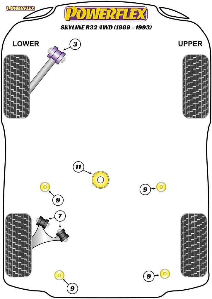 POWERFLEX BLACK REAR DIFFERENTIAL FRONT MOUNTING BUSH NISSAN SKYLINE R32, R33 INC GT-R & GTS