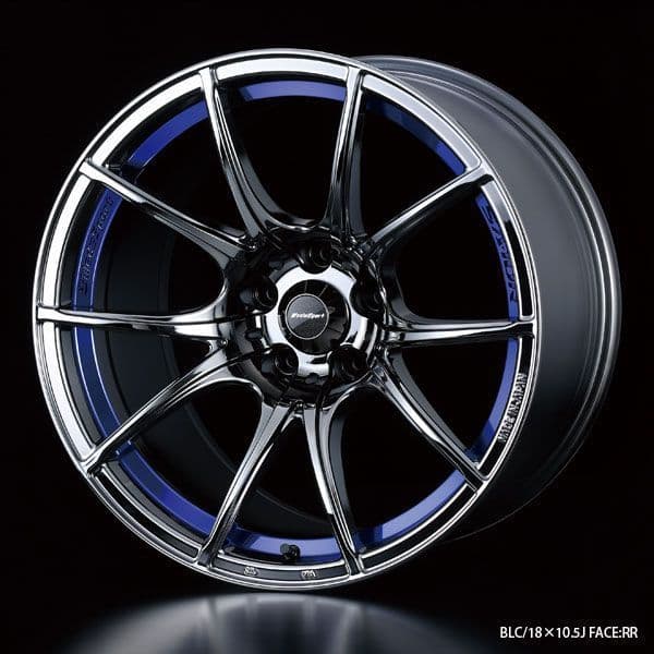 WEDSSPORT SA-10R ALLOY WHEEL 18X8.5J 5X100 ET45 CHROME BLACK - BLUE DETAIL