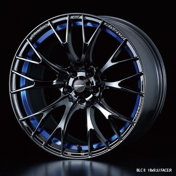 WEDSSPORT SA-20R ALLOY WHEEL 18X9.5J 5X114.3 ET45 CHROME BLACK - BLUE DETAIL