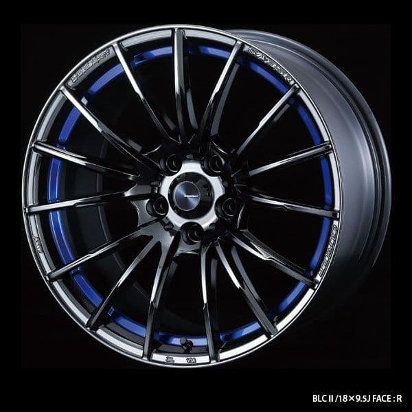 WEDSSPORT SA-35R ALLOY WHEEL 18X9.5J 5X114.3 ET38 CHROME BLACK - BLUE DETAIL