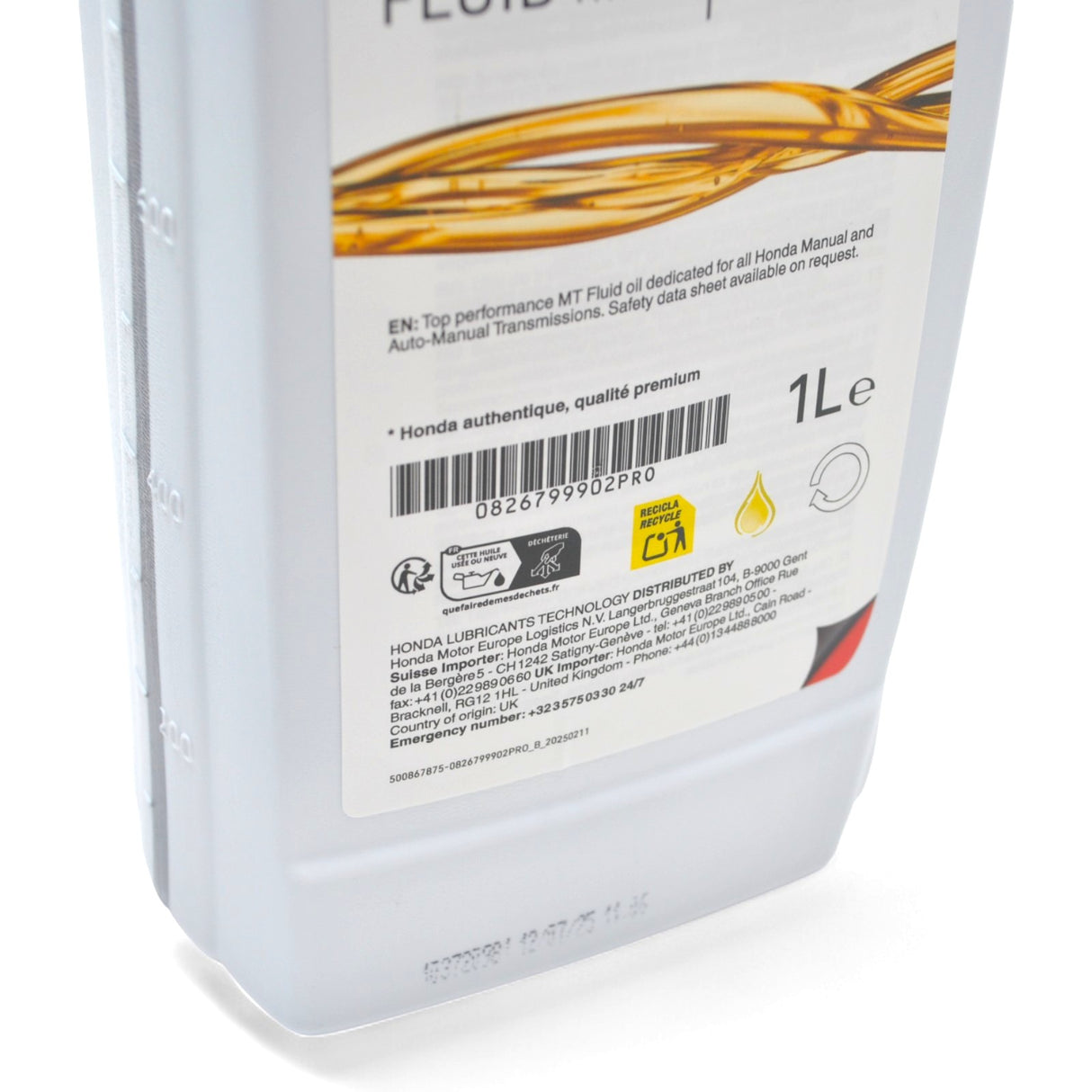 GENUINE HONDA MTF GEARBOX OIL 2L - 08267-99901HE