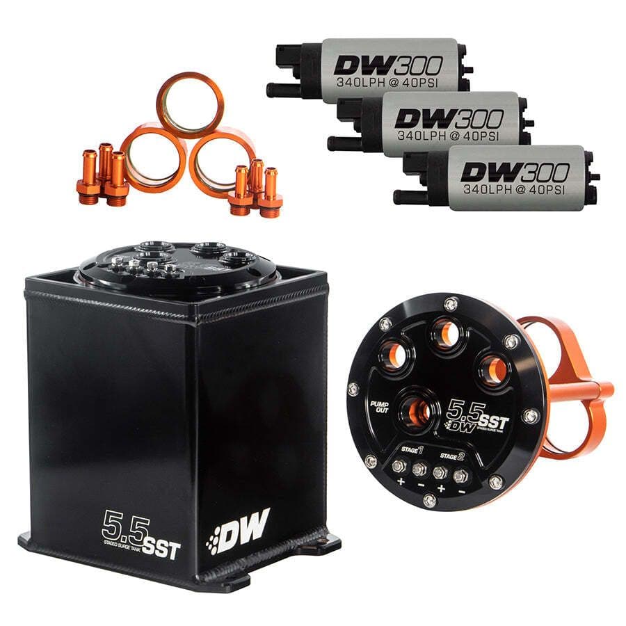 5.5L STAGED SURGE TANK, UNIVERSAL. INCLUDES 3 DW300 FUEL PUMPS.
