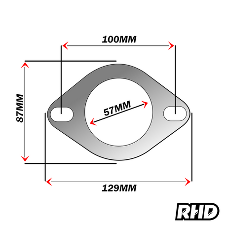 UNIVERSAL 2.25" INCH (57MM) 2 BOLT HOLE REINFORCED EXHAUST GASKET FLANGE SEAL