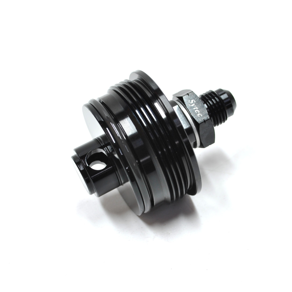 SYTEC MOTORSPORT IN-LINE 'BULLET' FUEL FILTER WITH AN6 -6 FITTINGS [BLACK]
