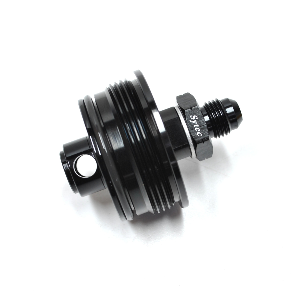 SYTEC MOTORSPORT IN-LINE 'BULLET' FUEL FILTER WITH AN6 -6 FITTINGS [BLACK]