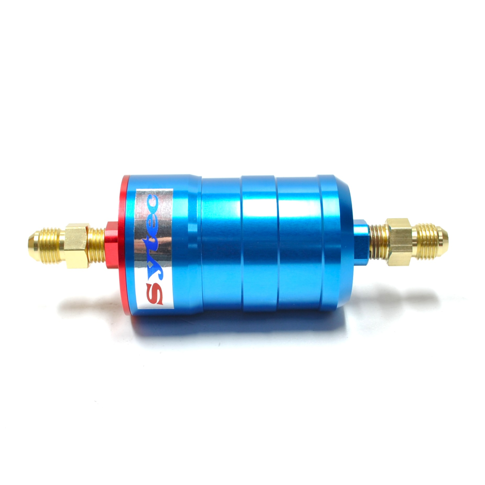 SYTEC MOTORSPORT IN-LINE 'BULLET' FUEL FILTER WITH AN6 -6 FITTINGS [BLUE]