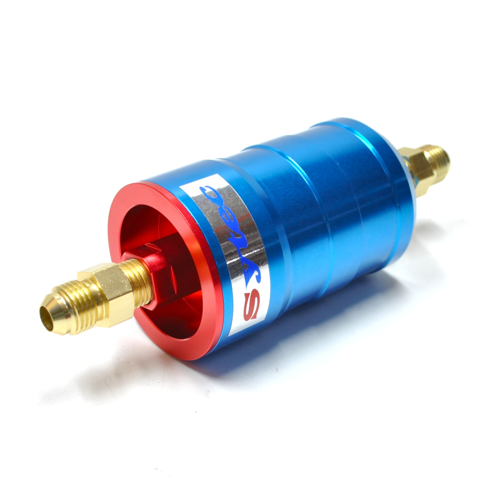 SYTEC MOTORSPORT IN-LINE 'BULLET' FUEL FILTER WITH AN6 -6 FITTINGS [BLUE]