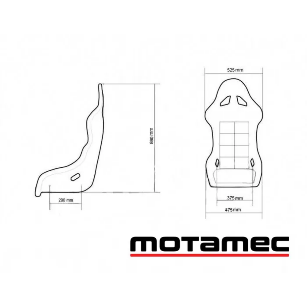 MOTAMEC RACING MRX RACE SEAT FIBERGLASS SHELL SIDE MOUNT BLACK - MR2 MX5