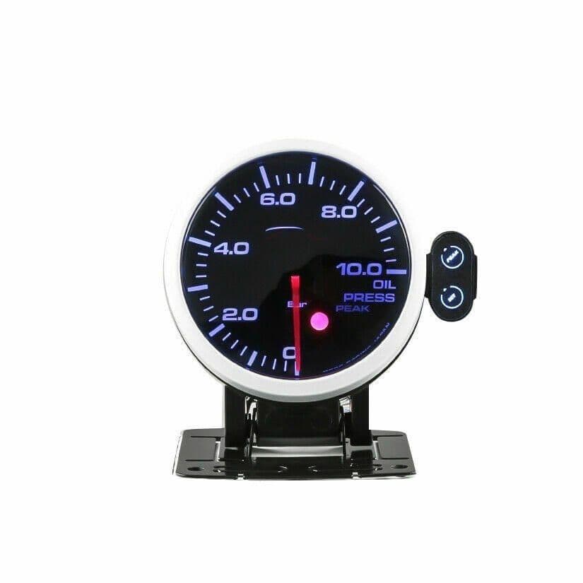DEPO RACING OIL PRESSURE GAUGE [BAR] WITH PEAK FUNCTION 52MM