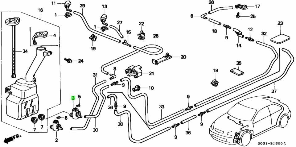 GENUINE HONDA WASHER PUMP ASSY | HONDA CIVIC ACCORD INTEGRA ACTY LOGO FR-V CR-V